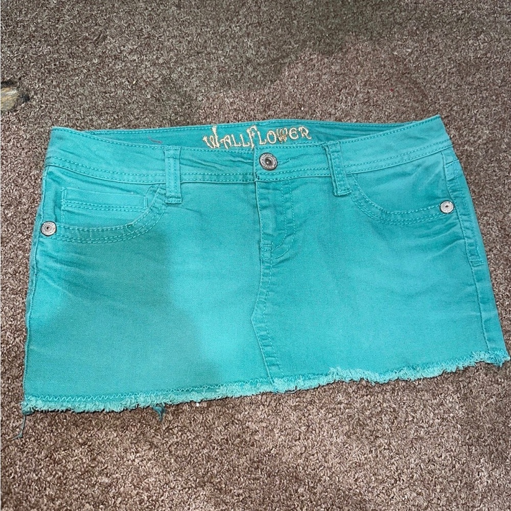 Y2k 2000s wallflower green denim mini micro skirt DEADSTOCK!